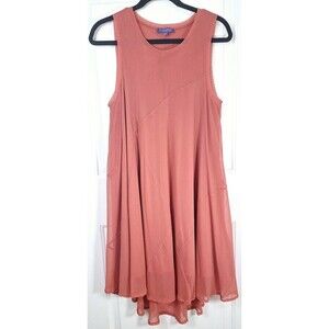 Vivienne Tam Womens Terracotta Mesh Sleeveless High Low A-Line Dress Large L